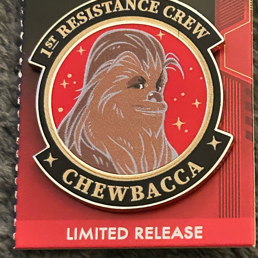 Disney Limited Edition Chewbacca 1st Resistance Pin with Gold Star Wars Accent